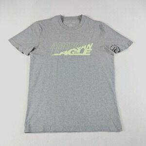 American Eagle Shirt Mens Small Gray Spell‎ Out Logo Short Sleeve Standard Fit